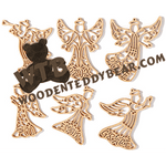 Filigree Christmas Spirit Angels (French) | Fretwork Scroll Saw Pattern | Wooden Teddy Bear