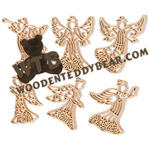 Filigree Christmas Spirit Angels (French) | Fretwork Scroll Saw Pattern | Wooden Teddy Bear