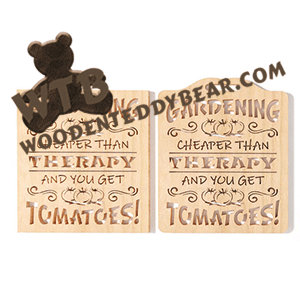 Gardening is Cheaper than Therapy | Fretwork Scroll Saw Pattern | Wooden Teddy Bear