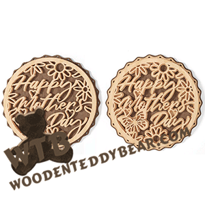 Layered Floral Happy Mother's Day | Fretwork Scroll Saw Pattern | Wooden Teddy Bear