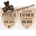 Husband Father Protector Hero | Fretwork Scroll Saw Pattern | Wooden Teddy Bear