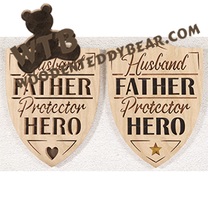 Husband Father Protector Hero | Fretwork Scroll Saw Pattern | Wooden Teddy Bear