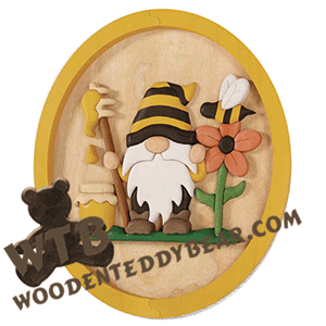 Gnome Beekeeper Segmentation | Fretwork Scroll Saw Intarsia Pattern | Wooden Teddy Bear