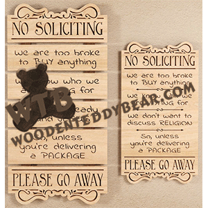 No Soliciting Sectional Plaque | Fretwork Scroll Saw Pattern | Wooden Teddy Bear