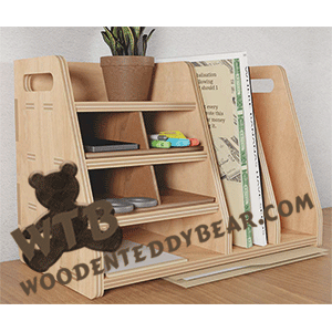 Desk Organizer with Removable Trays | Fretwork Scroll Saw Pattern | Wooden Teddy Bear