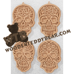 Filigree Layered Sugar Skull Ornaments & Plaques | Fretwork Scroll Saw Pattern | Wooden Teddy Bear