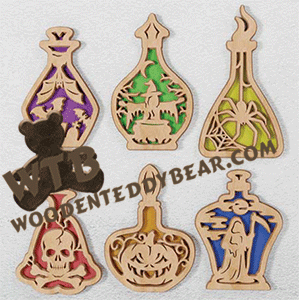 Layered Halloween Potion Bottle Ornaments or Stand-ups