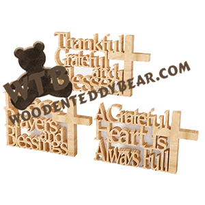 Christian Standing Word Art Set #7 | Fretwork Scroll Saw Pattern | Wooden Teddy Bear