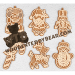 Gingerbread Christmas Ornaments #1 | Fretwork Scroll Saw Pattern | Wooden Teddy Bear