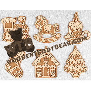 Gingerbread Christmas Ornaments #2 | Fretwork Scroll Saw Pattern | Wooden Teddy Bear