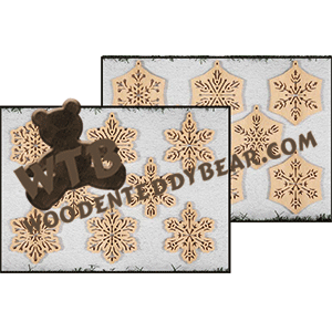 Flourish Snowflakes Ornaments | Fretwork Scroll Saw Pattern | Wooden Teddy Bear