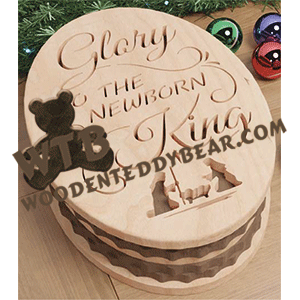 Glory To The Newborn King Box & Plaque | Fretwork Scroll Saw Pattern | Wooden Teddy Bear