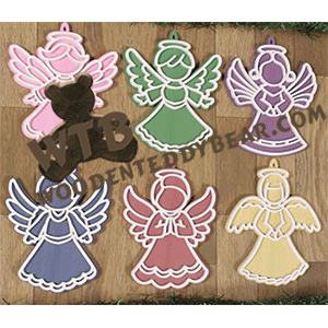 Cute Layered Angel Ornaments | Fretwork Scroll Saw Pattern | Wooden Teddy Bear