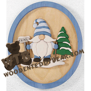 Skiing Gnome Segmentation | Fretwork Scroll Saw Pattern | Wooden Teddy Bear