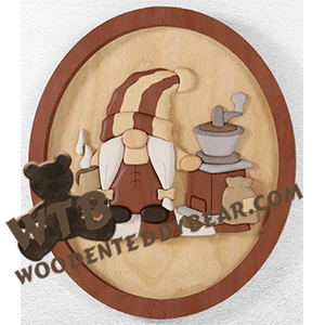 Gnome Coffee Lover Segmentation | Fretwork Scroll Saw Pattern | Wooden Teddy Bear