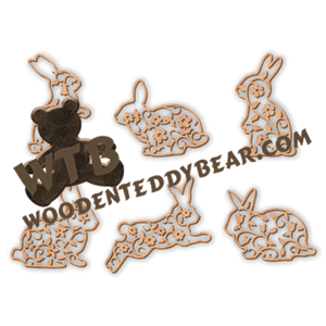 Floral Filigree Bunny Ornaments | Fretwork Scroll Saw Pattern | Wooden Teddy Bear