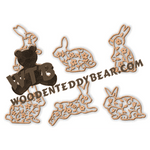 Floral Filigree Bunny Ornaments | Fretwork Scroll Saw Pattern | Wooden Teddy Bear