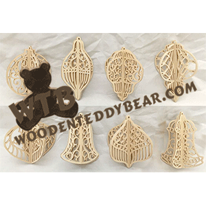 Slotted Filigree Ball Ornaments | Fretwork Scroll Saw Pattern | Wooden Teddy Bear