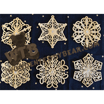 Filigree Snowflake Ornaments | Fretwork Scroll Saw Pattern | Wooden Teddy Bear