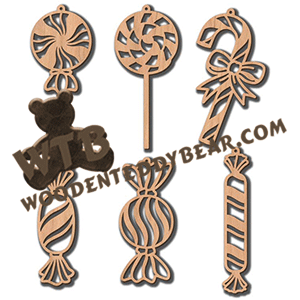 Fretwork Christmas Candy Ornaments | Fretwork Scroll Saw Pattern | Wooden Teddy Bear