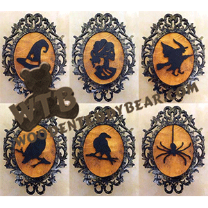 Halloween Silhouette Ornaments #1 | Fretwork Scroll Saw Pattern | Wooden Teddy Bear