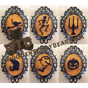 Halloween Silhouette Ornaments #2 | Fretwork Scroll Saw Pattern | Wooden Teddy Bear