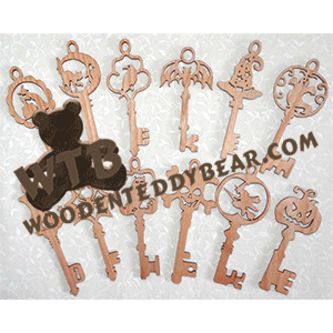 12 Spooky Halloween Keys | Fretwork Scroll Saw Pattern | Wooden Teddy Bear