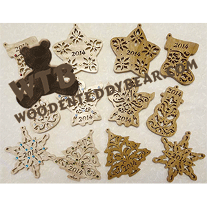 Damask Christmas Ornaments | Fretwork Scroll Saw Pattern | Wooden Teddy Bear