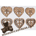 Finished example of Nested Crosses in Hearts Ornaments | A Fretwork Scroll Saw Pattern from The Wooden Teddy Bear