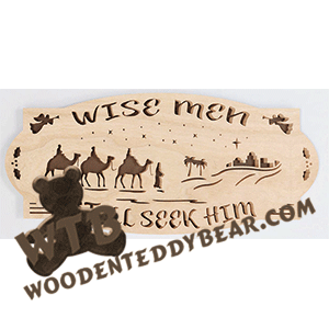 Finished example of Wise Men Still Seek Him Plaque | A Fretwork Scroll Saw Pattern from The Wooden Teddy Bear