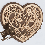 Finished example of Love You Most Floral Heart | A Fretwork Scroll Saw Pattern from The Wooden Teddy Bear