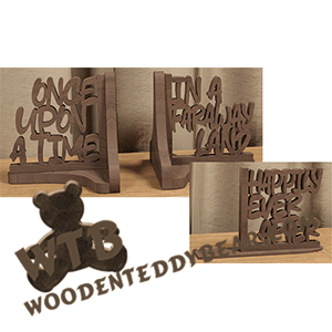 Finished example of Once Upon A Time Book Ends | A Fretwork Scroll Saw Pattern from The Wooden Teddy Bear