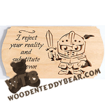 Finished example of I Reject Your Reality | A Fretwork Scroll Saw Pattern from The Wooden Teddy Bear