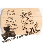 Finished example of I'm Not Crazy | A Fretwork Scroll Saw Pattern from The Wooden Teddy Bear