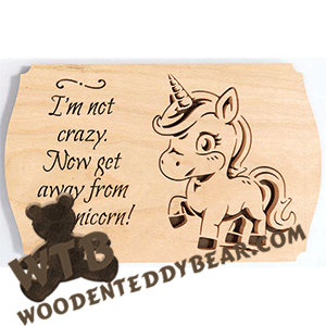 Finished example of I'm Not Crazy | A Fretwork Scroll Saw Pattern from The Wooden Teddy Bear