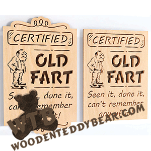 Finished example of Certified Old Fart | A Fretwork Scroll Saw Pattern from The Wooden Teddy Bear