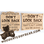 Finished example of Don't Look Back | A Fretwork Scroll Saw Pattern from The Wooden Teddy Bear