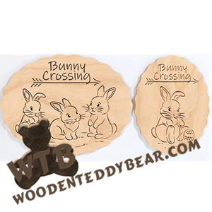 Finished example of Bunny Crossing | A Fretwork Scroll Saw Pattern from The Wooden Teddy Bear