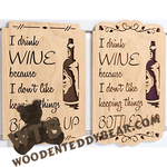 Finished example of I Drink Wine - Bottled Up | A Fretwork Scroll Saw Pattern from The Wooden Teddy Bear