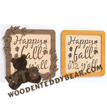 Finished example of Happy Fall Y'all | A Fretwork Scroll Saw Pattern from The Wooden Teddy Bear