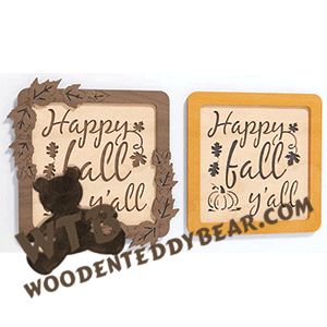 Finished example of Happy Fall Y'all | A Fretwork Scroll Saw Pattern from The Wooden Teddy Bear