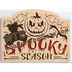 Finished example of Spooky Season Jack-O-Lantern  | A Fretwork Scroll Saw Pattern from The Wooden Teddy Bear