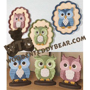 Finished example of Cute Owls Segmentation | A Fretwork Scroll Saw Pattern from The Wooden Teddy Bear
