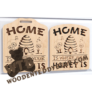 Finished example of Home is Where Your Honey Is | A Fretwork Scroll Saw Pattern from The Wooden Teddy Bear