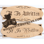 Finished example of It Is Written | A Fretwork Scroll Saw Pattern from The Wooden Teddy Bear