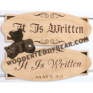 Finished example of It Is Written | A Fretwork Scroll Saw Pattern from The Wooden Teddy Bear