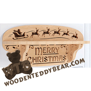 Finished example of Merry Christmas & Santa's Sleigh Shelf | A Fretwork Scroll Saw Pattern from The Wooden Teddy Bear