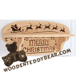 Finished example of Merry Christmas & Santa's Sleigh Shelf | A Fretwork Scroll Saw Pattern from The Wooden Teddy Bear