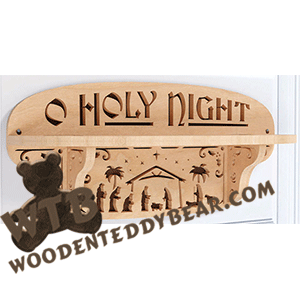 Finished example of O Holy Night Nativity Shelf | A Fretwork Scroll Saw Pattern from The Wooden Teddy Bear