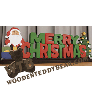 Finished example of Merry Christmas & Santa Segmentation | A Fretwork Scroll Saw Pattern from The Wooden Teddy Bear